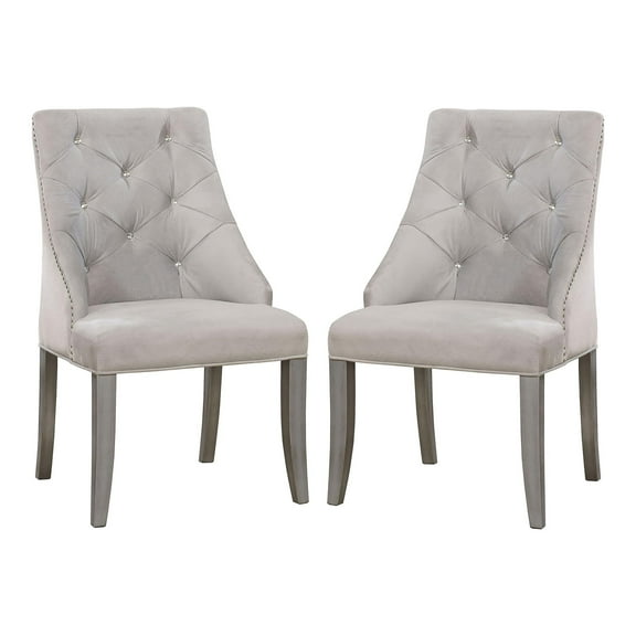 Furniture of America Desi Fabric Tufted Side Chair in Light Gray (Set of 2)