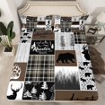 thumbnail image 2 of Hunting Bear Deer Bed Sheets Set, Rustic Cabin Patchwork Sheets Queen, Buffalo Plaid Sheet Set Farmhouse Cowboy Woodland Flat Fitted Sheet Teens Adult Women Bedroom, Brown Gray, 2 of 5