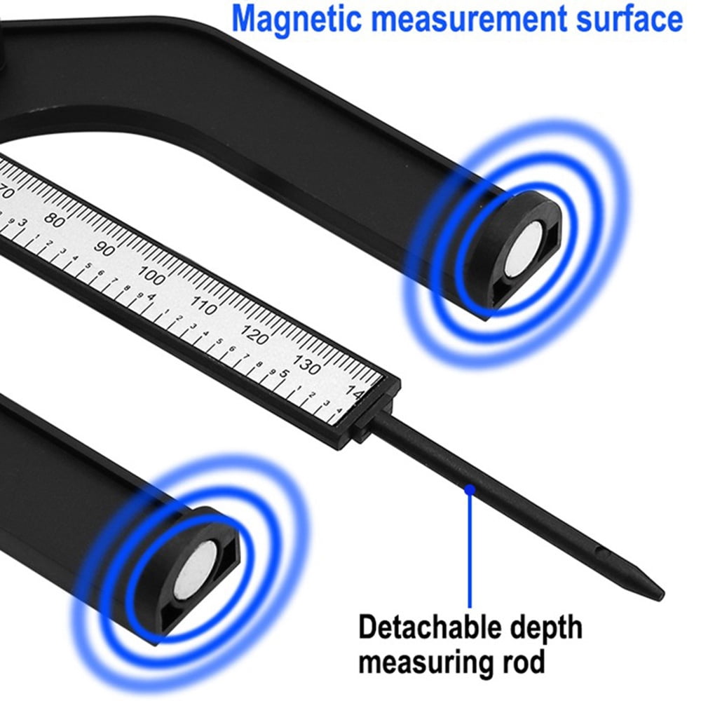 STONEGO 1PC/2Pcs 0-80mm Digital Depth Caliper Height Gauge - LCD Display, Magnetic Self-Standing, Ideal for Measuring Tread Depth, Hole Diameter and Height, Suitable for DIY and Professional Use