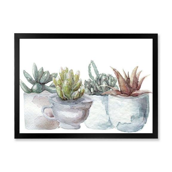 Designart 'Succulent and Cactus House Plants IV' Farmhouse Framed Art Print