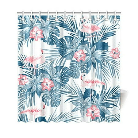 Gckg Tropical Theme Shower Curtain Flamingo Palm Tree Leaves Polyester Fabric Shower Curtain Bathroom Sets 66x72 Inches Walmart Canada