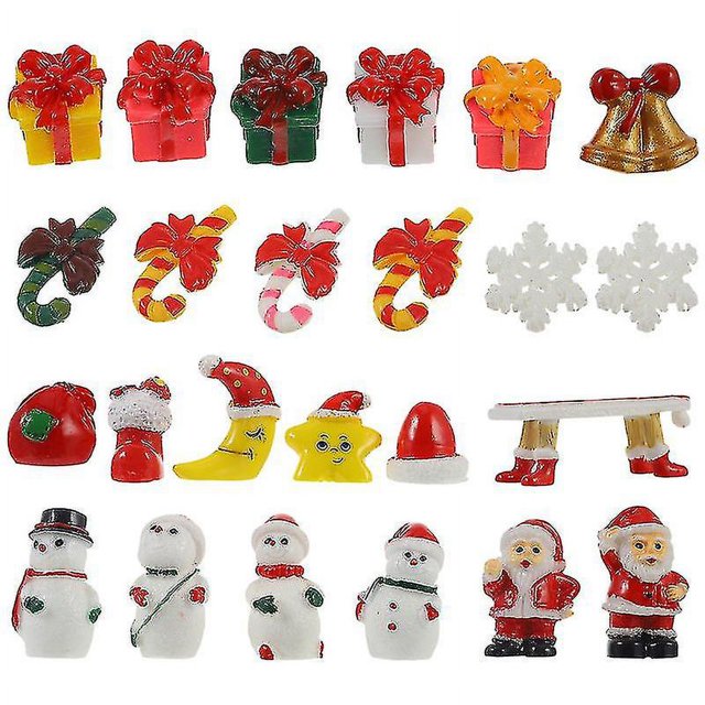 24 Uds. Decoración navideña de resina, adorno navideño de mesa, micropaisaje navideño
