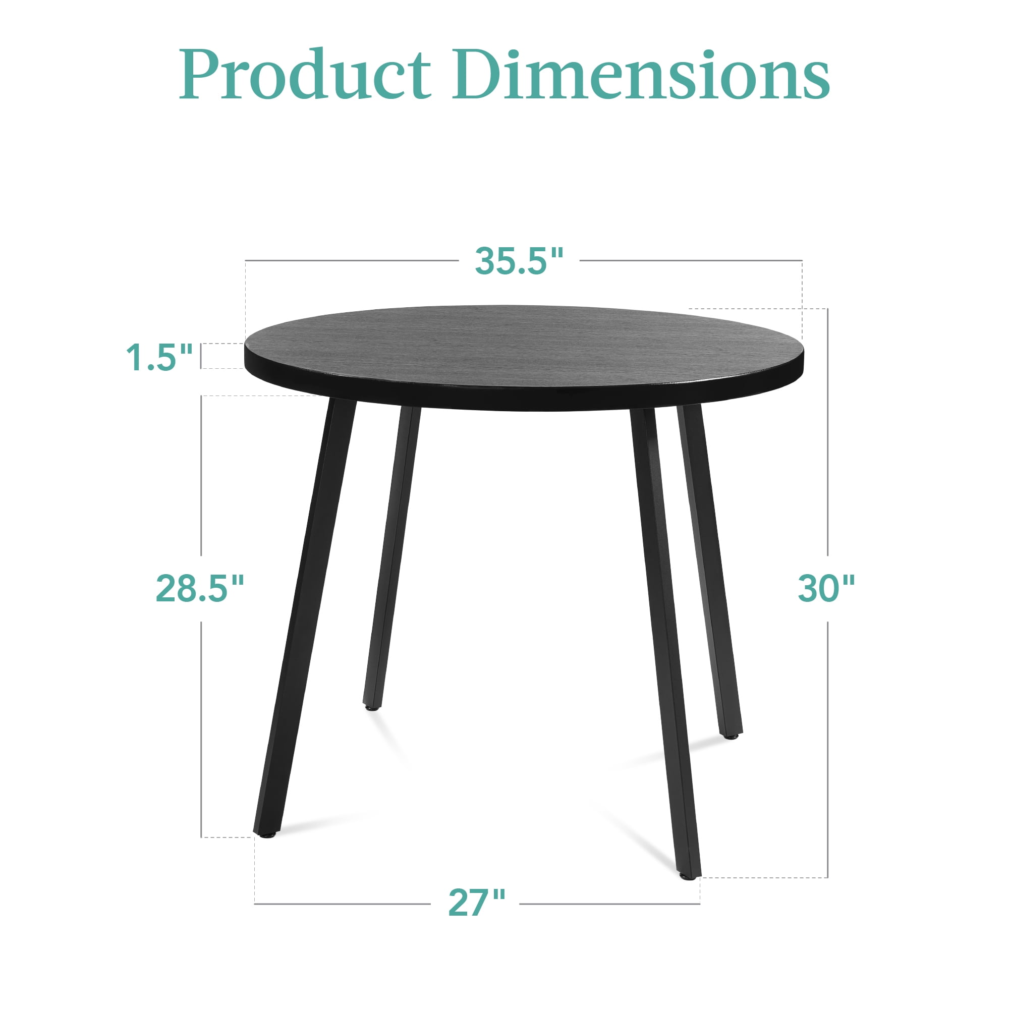 Best Choice Products Round Dining Table w/Steel Legs - Black