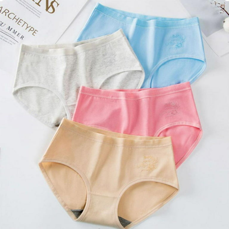 2-Pack Women Mid-waist Cotton Panties Honeycomb Moisture Briefs Full  Coverage Soft Stretch Underpants Underwear 