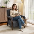 thumbnail image 4 of Ebello Overstuffed Upholstered Armchair, Short Plush Accent Chair with Thick Cushion, Padded Armrests and Solid Wood Frame for Living Room & Bedroom, Dark Gray, 4 of 10
