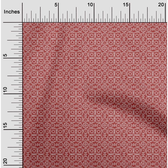 oneOone Polyester Lycra Red Fabric Geometric Bandhani Quilting Supplies Print Sewing Fabric By The Yard 56 Inch Wide