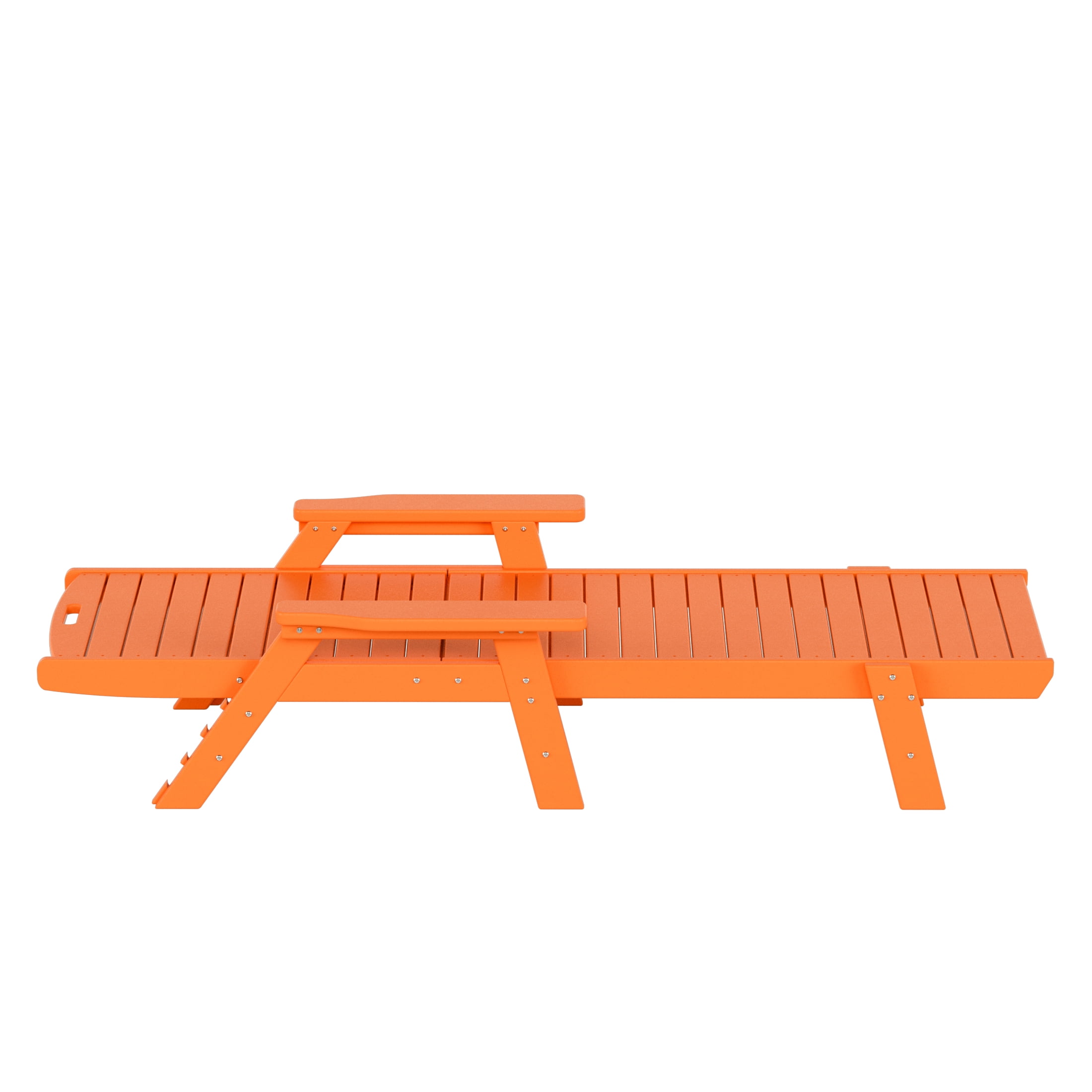 GARDEN Plastic Outdoor Chaise Lounge Chair with Adjustable Backrest, Orange