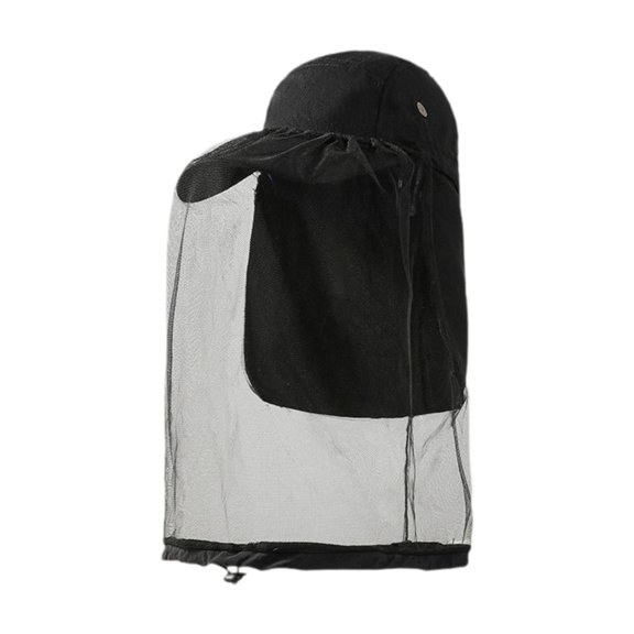 Pitycbo Sun Hat Fishing Hat with Net with Neck Flap Sun Protection Breathable Hiking Hat Black
