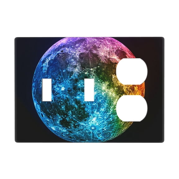 Moon Colorful Switch Cover Decorative Wall Plate 3-Gang 2-Toggle 1-Duplex Standard Size