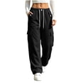 thumbnail image 7 of Womans Sweatpants Ndbuld Women's Casual Solid Color Drawstring Elastic Waist Sweatpants Cuffed Side Pockets Pants Black L, 7 of 7