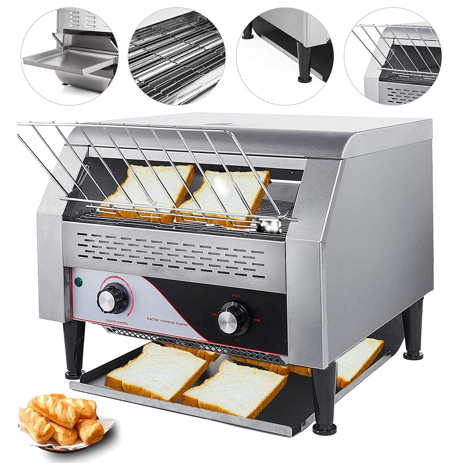 VEVOR 2200W Commercial Conveyor Toaster 300PCs/Hour 110V Heavy Duty
