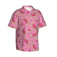 thumbnail image 2 of Fotbe Watermelon Hawaiian Shirt for Men Unisex Summer Beach Casual Short Sleeve Cotton Linen Button Down Shirts-Small, 2 of 9