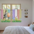 thumbnail image 3 of Easter Rabbbits Kitchen Curtains 45 Inch Length, Eggs Spring Floral Grass Colorful Wooden Tiers Curtains for Bathroom Bedroom Cafe, Light Filtering Small Window Treatment Drapes 2 Panels 42"Wx45"L, 3 of 8