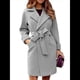 thumbnail image 1 of Gabardina Larga para Mujer, Elegante Chaqueta de Solapa, Abrigo Informal de Otoño e Invierno con Cinturón Gris XXL, 1 of 4