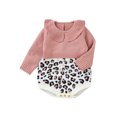 thumbnail image 1 of SUNSIOM Baby Girls Knit Sweater Romper Leopard Print Patchwork Long Sleeve Jumpsuits for Newborn Infant Toddler Cute Clothes, 1 of 6
