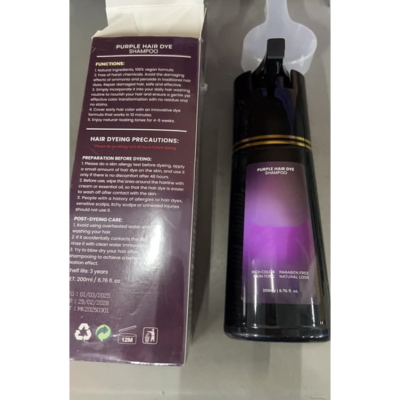 Hair Dye Shampoo, Hair Care, Hair Care Shampoo,3 In 1 Haircare Instant Dye Shampoo, Natural Hair Color Shampoo For Gray Hair Coverage, Suitable For Women & Men,Purple