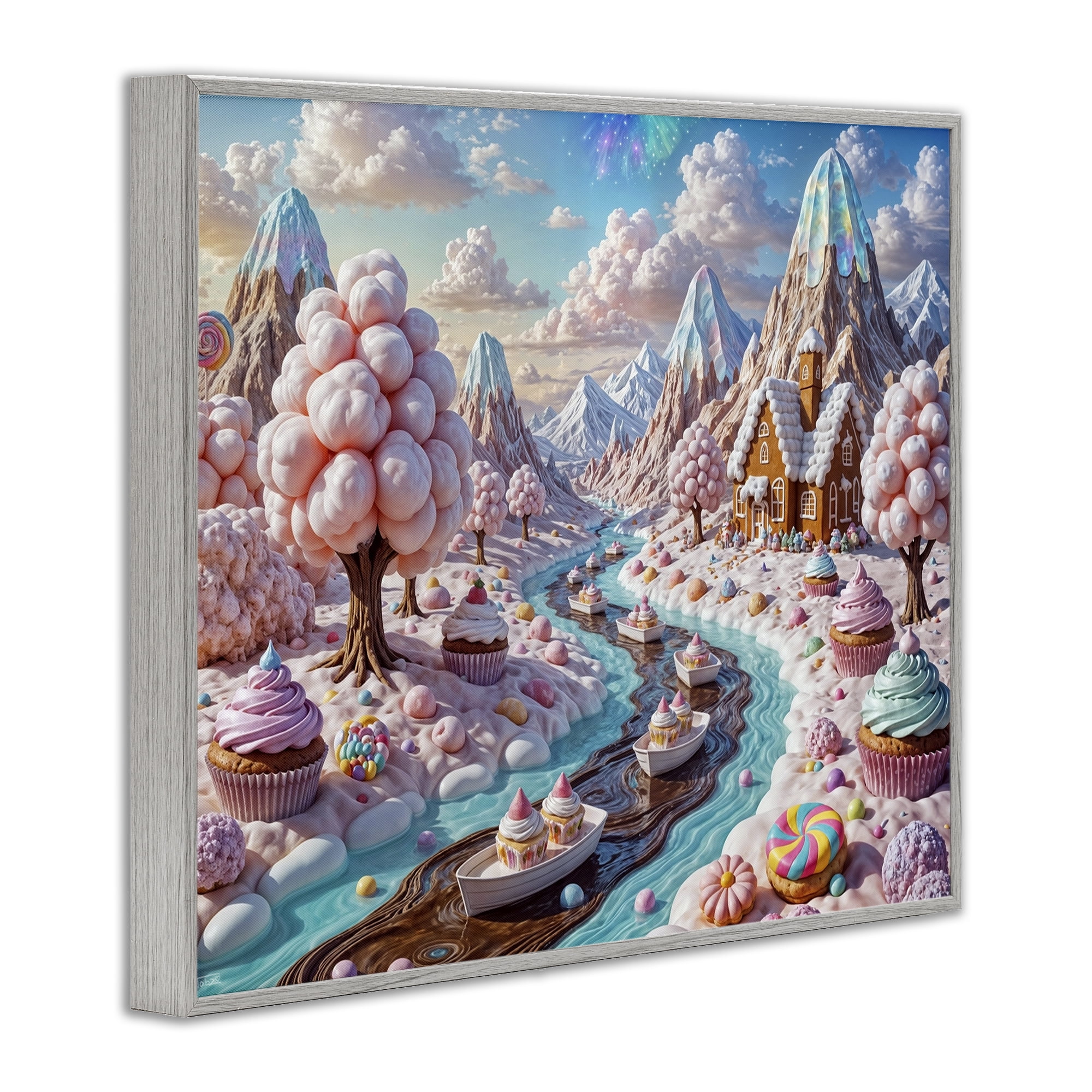 Stupell Industries Dreamlike Candy Land Whimsy Gray Framed Giclee Art, design by Tabz Jones