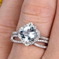 thumbnail image 2 of 10k White Gold 1.75 Carat Cushion Cut Aquamarine Engagement Rings With Twisted Wedding Band Diamonds Halo Design Art Deco, 2 of 5