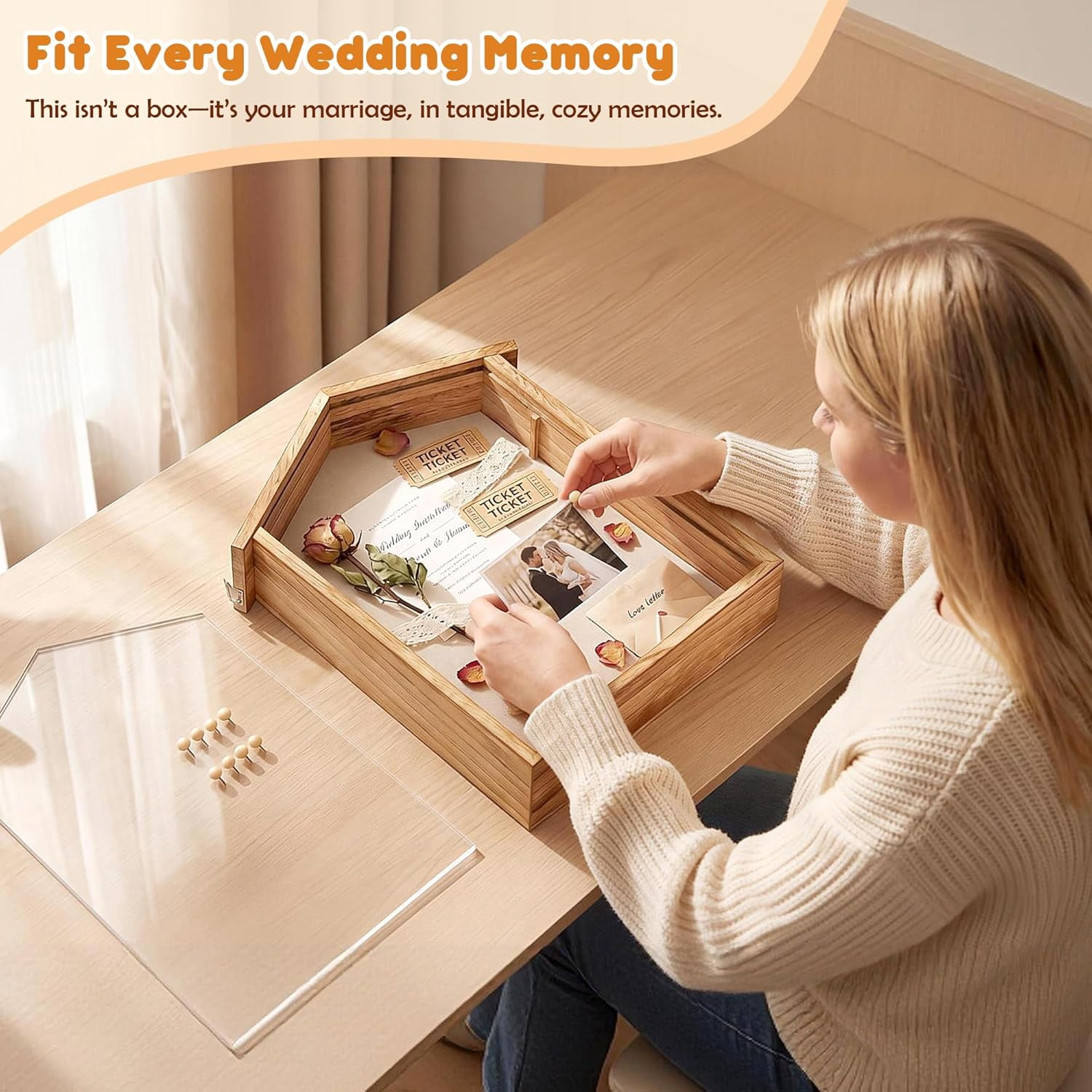 Shadow Box Frame, Large Display Cases, Rustic Burnt Memory Box for Flower Pressing, Seashell Display Box, Pet Memorial, DIY Picture Frames