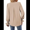 thumbnail image 4 of Blusas de Larga para Mujer 2025, Elegantes, Informales, con Cuello en V, Tipo Túnica, Blusa Holgada de para el Trabajo. Caqui S, 4 of 6