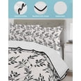 thumbnail image 3 of Quilts Queen Size Bedding Set, Black Leaves Reversible Summer Quilt 3 Pieces, Vintage Leaf Botanical Minimalist Art Lightweight Bedspreads Coverlets with 2 Pillow Shams for All Seasons, 3 of 5