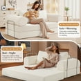thumbnail image 4 of COOLHUT 78.7" W Combination Sofa, Sponge Floor Sofa, High Rebound Density Sponge Sofa Couch with Two Big Pillows, Six Forms Floor Sofa Couch Three Seats Sofa Bed for Living Room, Bedroom, Beige, 4 of 13
