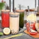 thumbnail image 4 of Reusable 24oz Mason Jar Cups for Bubble Tea, BPA-Free Glass Drinking Cups with Bamboo Lids & Stainless Steel Straws, 4-Pack Wide Mouth Smoothie & Iced, 4 of 5
