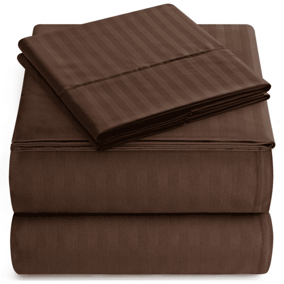 Elaine Karen Bedding Set with Flat Sheet, Fitted Bed Sheet & Pillowcases, King Mocha