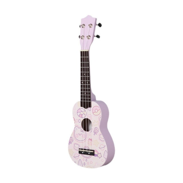 Ukelele para principiantes, instrumento musical de 4 cuerdas, compacto. Púrpura