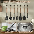 thumbnail image 5 of Jetcloudlive Silicone Cooking Utensils Set of 7, Heat Resistant BPA Free Kitchen Utensil Set with Wood Handle for Nonstick Cookware, 5 of 7