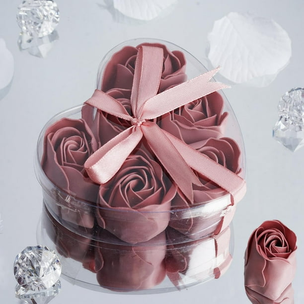 BalsaCircle Gift Boxes with 6 Rose Soaps Mauve