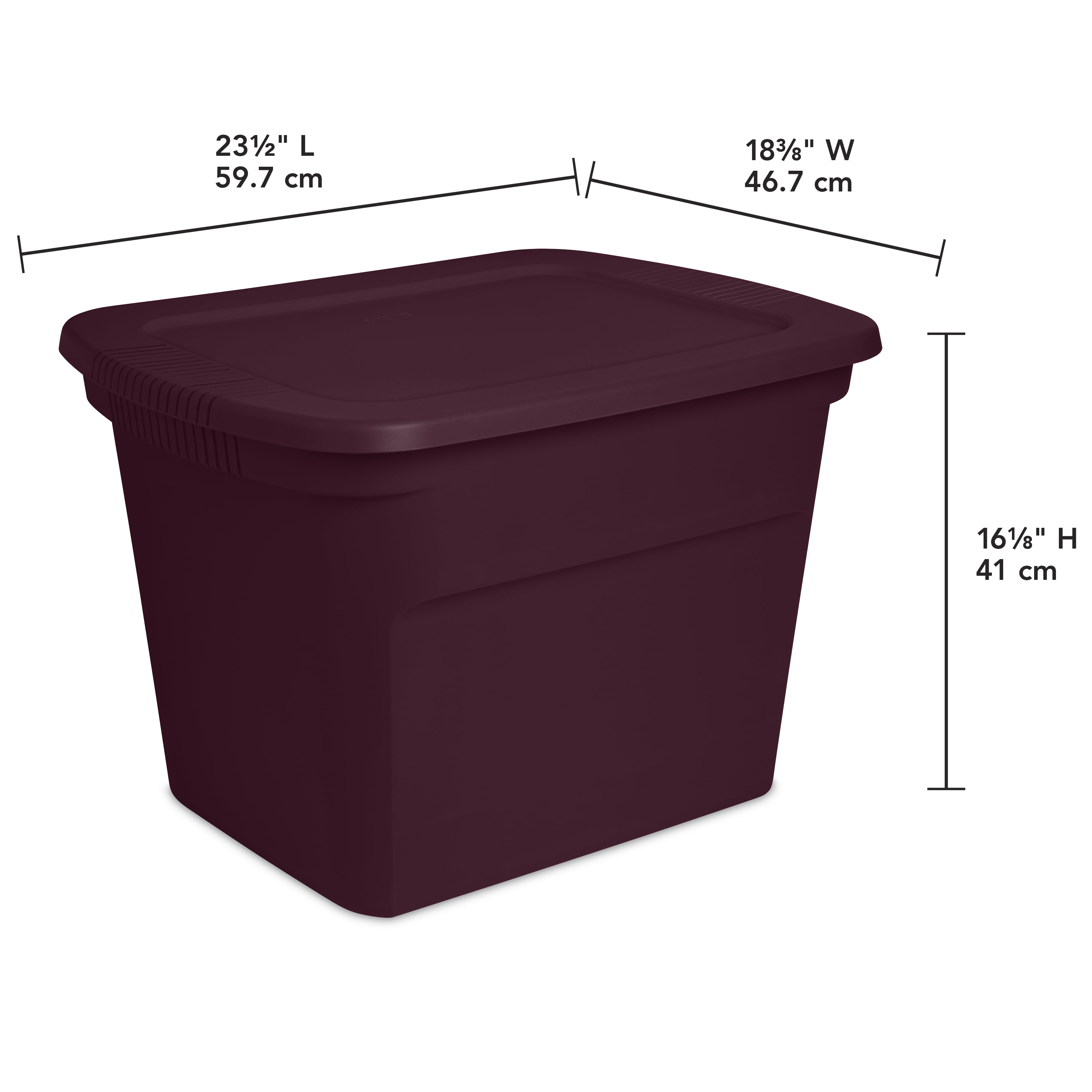 Sterilite Modular Latch Boxe Tote Storage Container Metropolis Burgundy Set of 4 