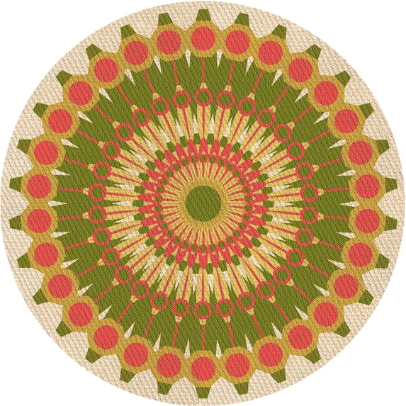 Ahgly Company Machine Washable Indoor Round Transitional Dark Bisque Brown Area Rugs, 5' Round
