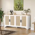 thumbnail image 1 of Buffet Cabinet for Dining Room, 61.4" Large Coffee Bar Sideboard with Rattan Doors and Shelves, Farmhouse Kitchen Storage Cabinet for Kitchen, Living Room, Hallway, 1 of 8