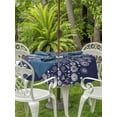 thumbnail image 3 of Outdoor Tablecloth with Umbrella Hole for Patio/Picnic/Party/Camping, Japanese Waterproof Table Cloth Round Cover Washable, Navy Blue Country Flowers Leaves Aesthetic (Dia 54"), 3 of 8