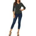 thumbnail image 2 of Allegra K Women's Polka Dots 3/4 Sleeve Casual Button Front Blouse Top, 2 of 6