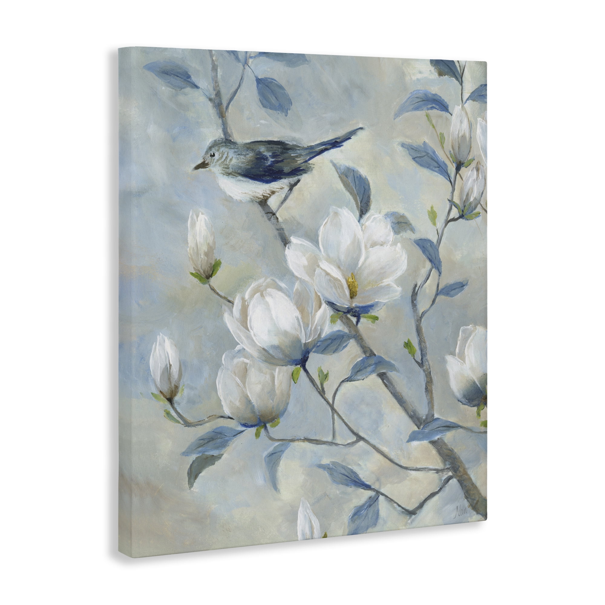 Stupell Industries Blue Bird in Magnolia Tree Canvas Wall Art, design by Nan