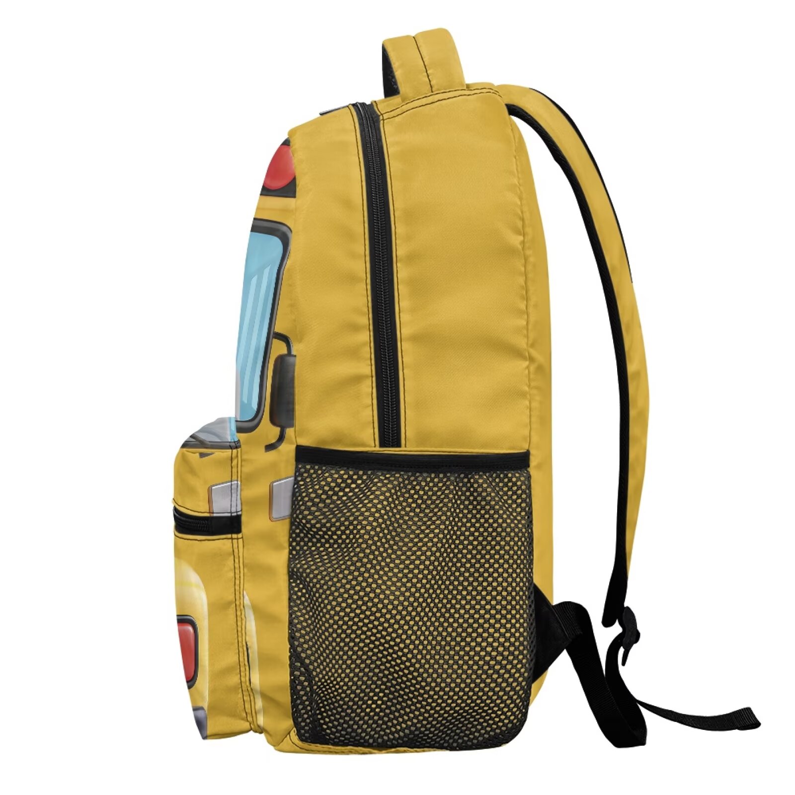 Mochila escolar para niños y niñas, estudiantes de primaria, vehículos de autobús escolar, liviana, resistente al agua, poliéster, 16 pulgadas, con múltiples bolsillos 3