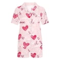 thumbnail image 5 of Feancey Cute Pj Set for Women Valentines Day Printed Pajama 2 Piece Sets Summer Short Sleeve Button Down Shirt and Shorts Matching Set Pink M, 5 of 5