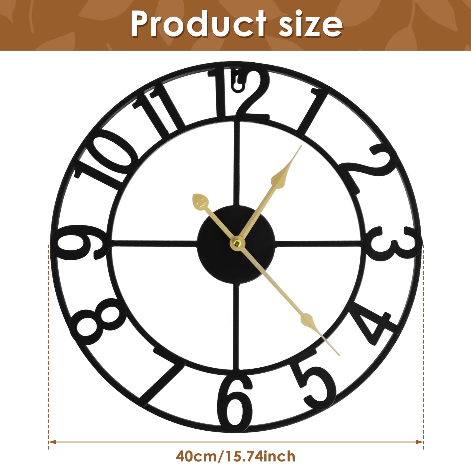 Adifare Large Wall Clock 16in Round Silent Wall Clocks Non Ticking Battery Operated Wall Clock Vintage Rustic Iron Wall Clock Decorative Clock for Home Office Decoration