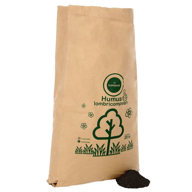 Humus de Lombriz Fertilizante Orgánico Certificado icompost Costal 20kg