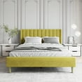 thumbnail image 3 of AUFANK Queen Bed Frame Upholstered Platform with Wooden Slats, Noise-Free, Yellow, 3 of 7