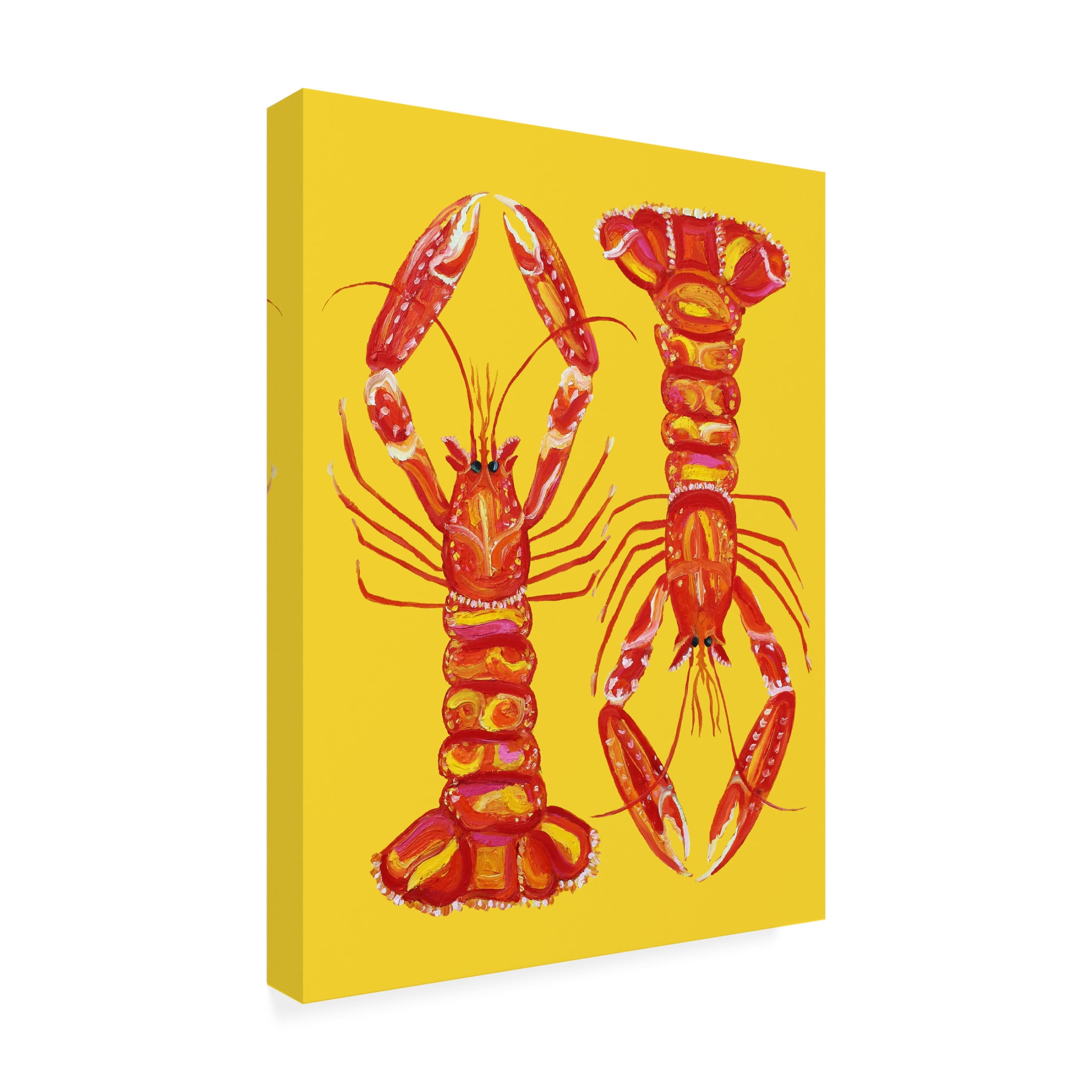 Trademark Fine Art Alice Straker Langoustines On Yellow Canvas Wall Art
