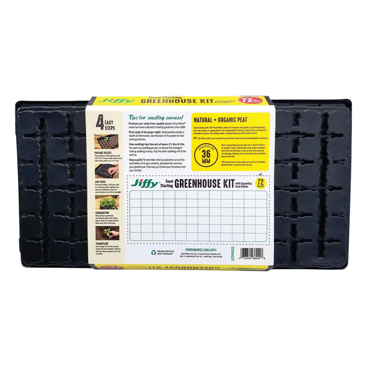Jiffy 36mm Peat Pellet Greenhouse with Bonus SUPERthrive Sample & Plant Markers (4 Pack)