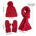 thumbnail image 3 of Women's Winter Knit Hat Scarf Gloves Set, Solid Color Fleece Lined Three-Piece Accessories, Warm Wool Blend Thermal Set, New Style Cold Weather Beanie and Neck Warmer with Matching Gloves White, 3 of 4