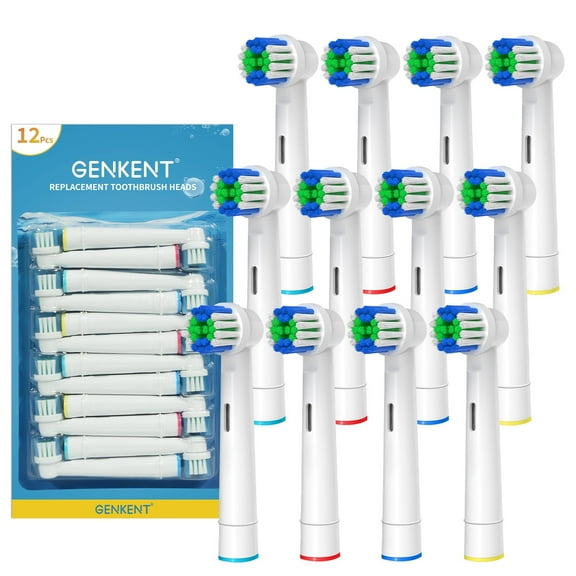 GENKENT 12 Pack Daily Clean Replacement Toothbrush Heads for Oral B Braun Electric Toothbrush