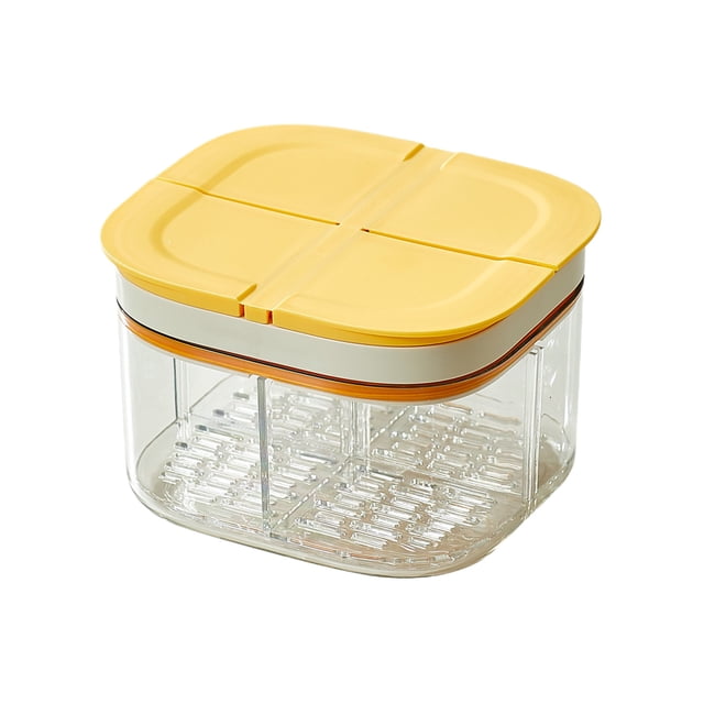 Contenedor de almacenamiento de alimentos con escurridor y cesta extraíble. Hermético y a prueba de fugas. Caja para conservar la frescura de frutas, verduras y ensaladas. Apto para lavavajillas y