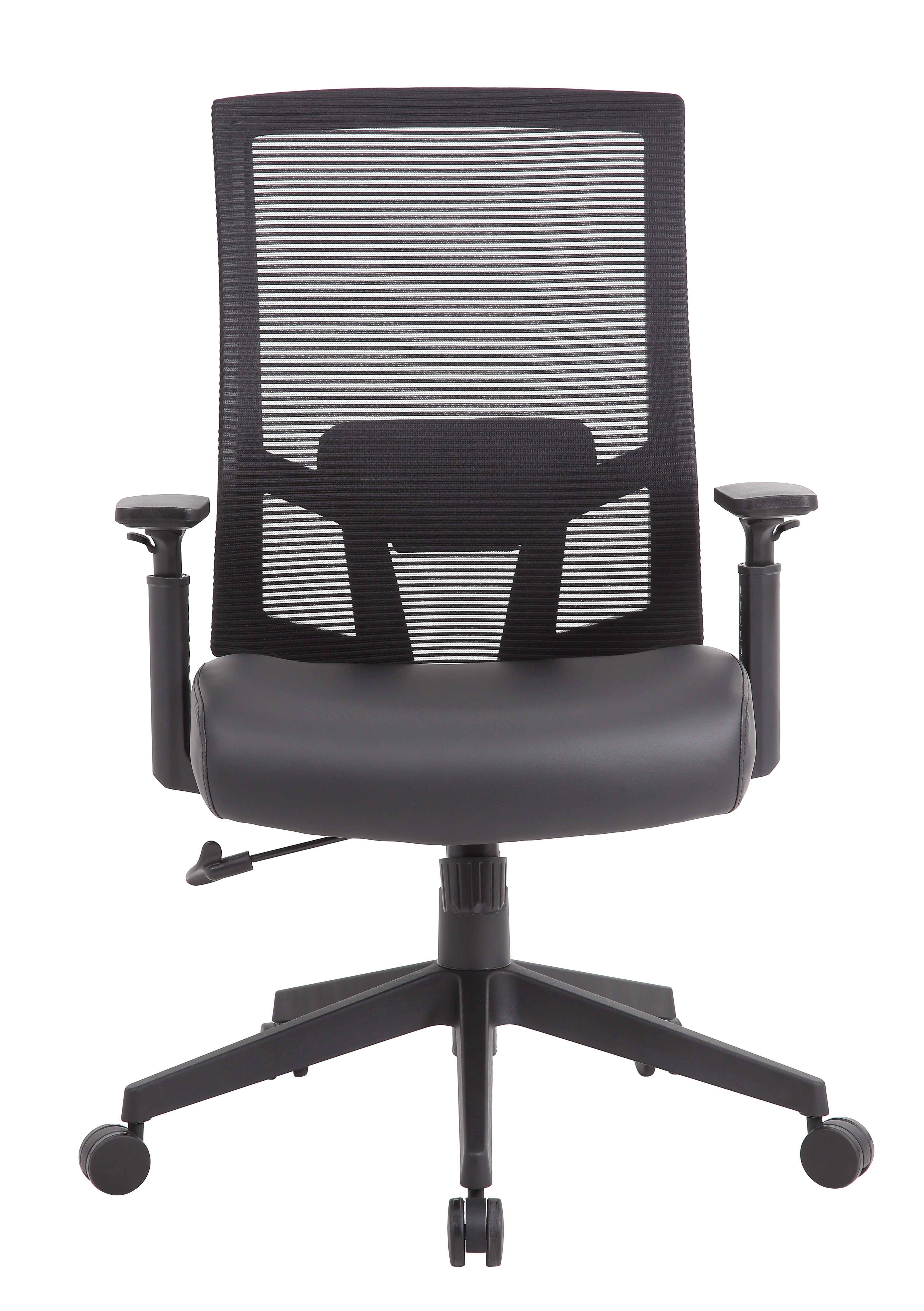 Boss Office Products Mesh Back Vinyl Task Chair with Synchro-Tilt, Black