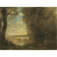 thumbnail image 2 of Jean-Baptiste-Camille Corot 24x19 Black Ornate Framed Double Matted Museum Art Print Titled: A Fisherman on the Line, Souvenir of the Pont De Mantes (circa 1872-1873), 2 of 5