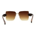 thumbnail image 4 of Womens Beveled Rimless Luxury Fashion Oversize Rectangle Sunglasses Brown Gold Brown, 4 of 4